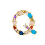 A-Z Letter Necklace Colored Zircon with Diamonds English Pendant Chain