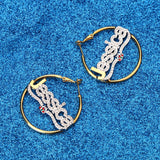Lateefah Double Name Earrings Stainless Steel Letter Hoop Earrings