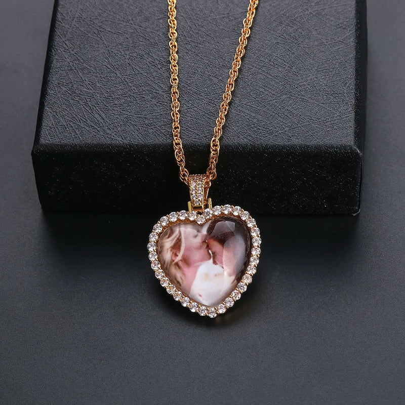 Lateefah Heart Shape Necklace Stainless Steel Zircon Pendant Cubic Chain