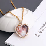 Lateefah Heart Shape Necklace Stainless Steel Zircon Pendant Cubic Chain