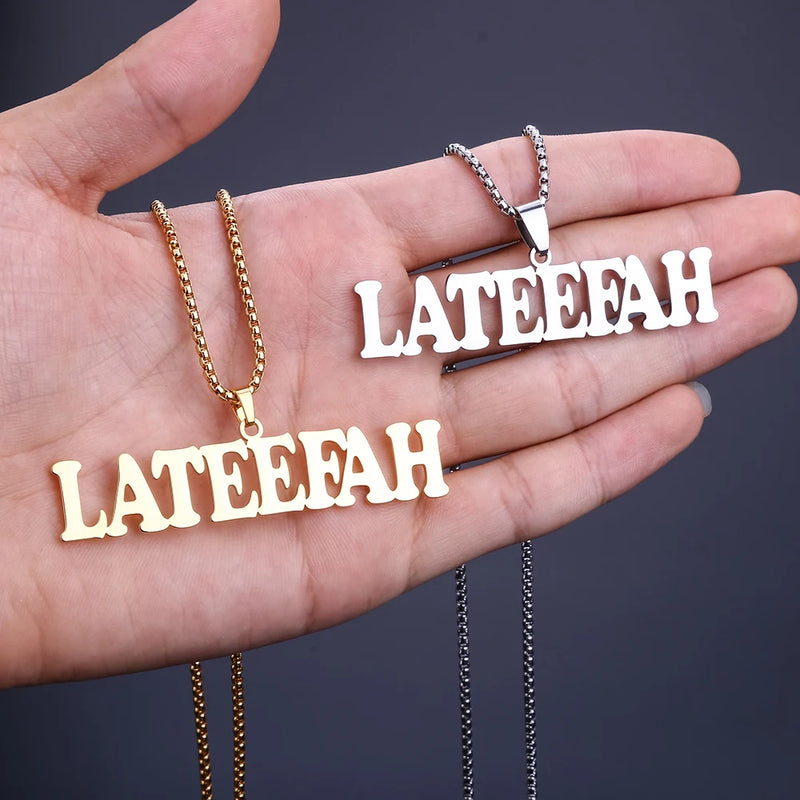 Lateefah Hiphop Cursive Initial Letters Pendant Necklace