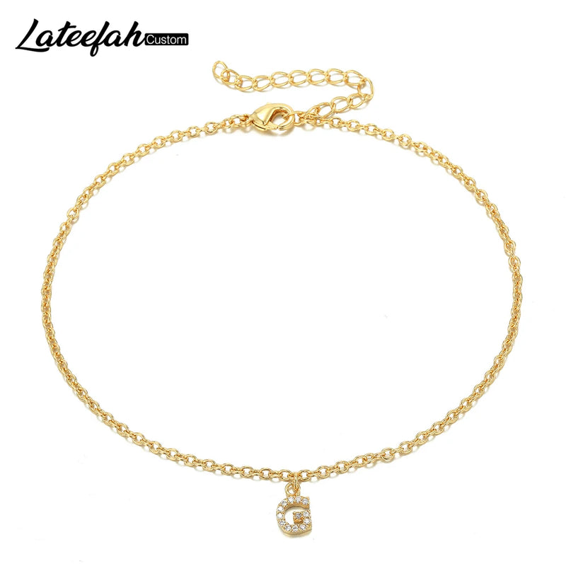 Lateefah A-Z Alphabet Pendant Anklets Women Beach Summer Foot Jewelry
