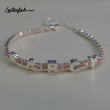 Lateefah Colorful Name Tennis Chain Bracelet Zircon Women Gift
