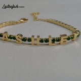 Lateefah Colorful Name Tennis Chain Bracelet Zircon Women Gift
