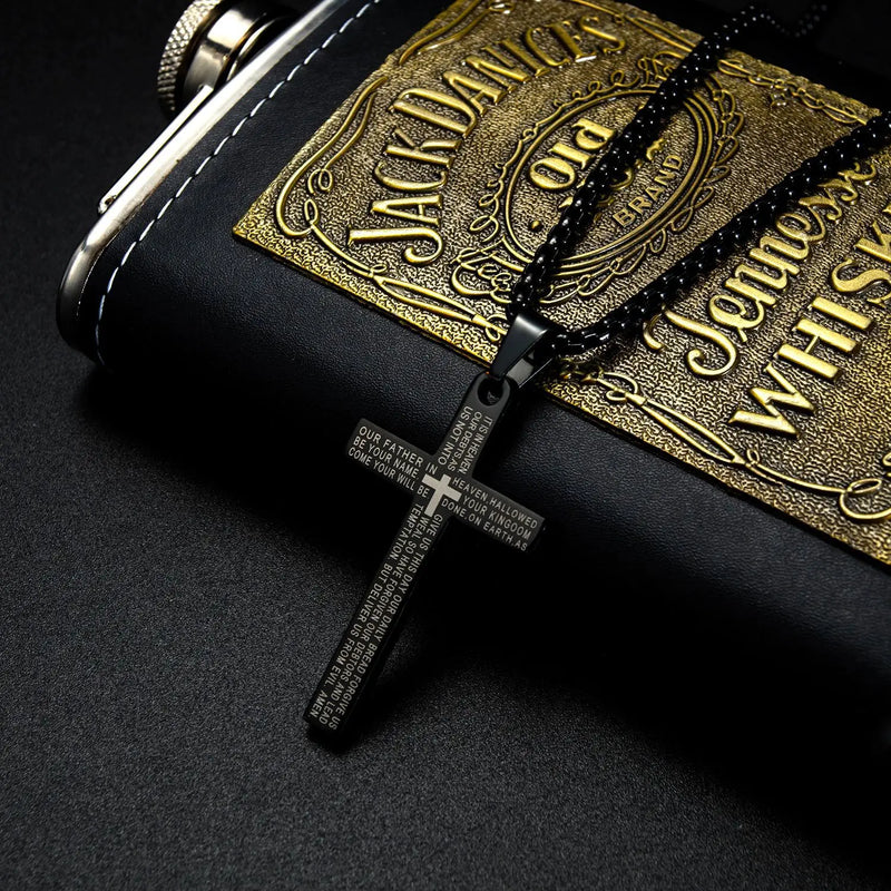 Men's Stainless Steel Cross Necklace - Titanium Steel Name Letter Jewelry