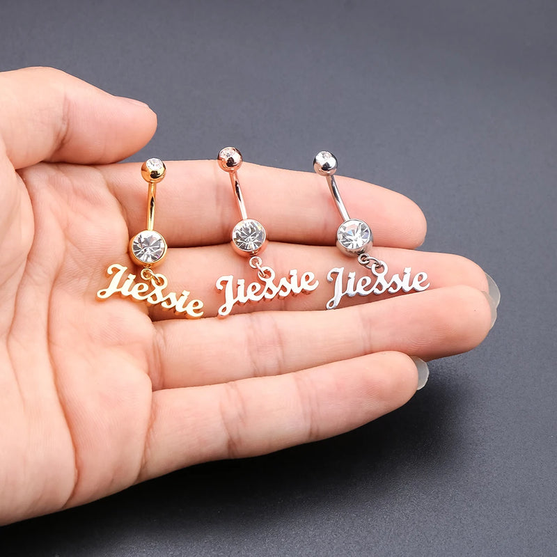 Stainless Steel Belly Button Ring Crystal Stones Navel Piercing