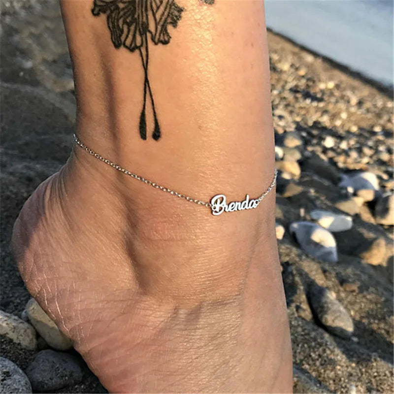 Lateefah Stainless Steel Name Anklet Personalized Leg Chain Boho Jewelry