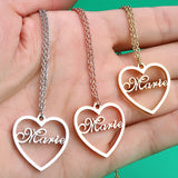 Lateefah Stainless Steel Necklace Name Heart Shape Pendants Necklaces Nameplate