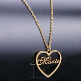 Lateefah Stainless Steel Necklace Name Heart Shape Pendants Necklaces Nameplate