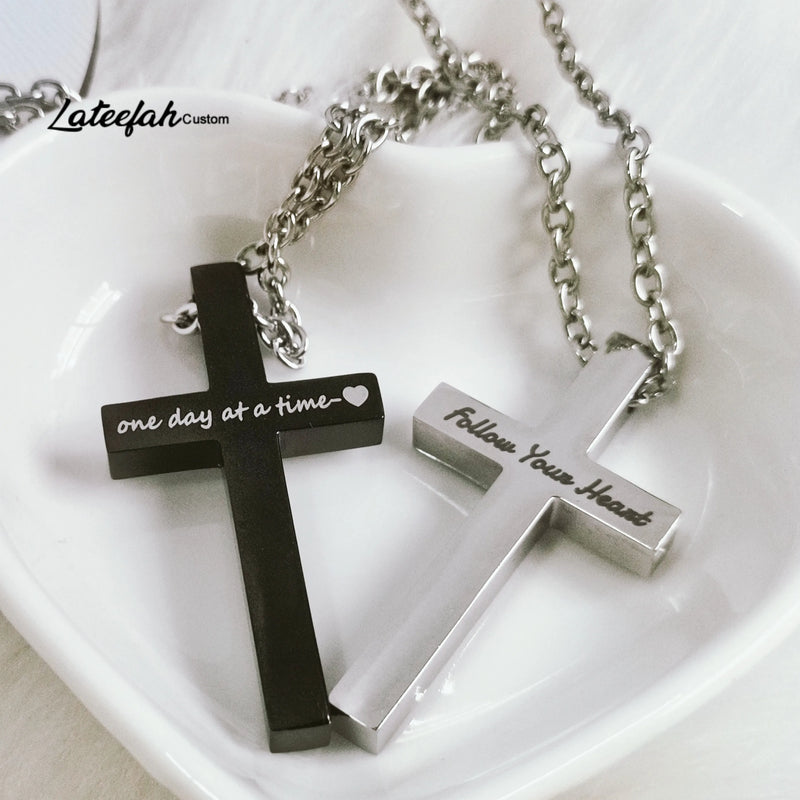 Personalized Stainless Steel Name Necklaces Cross Necklace