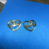 Heart Shape Name Earrings Customize Initial Cursive Nameplate Stud Earring