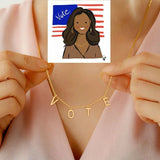Lateefah First Lady VOTE Pendant Necklace Stainless Steel