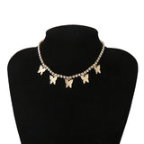 Latefah Butterfly Necklace Sparkling Crystal Ribbon Jewelry Women's Vintage