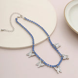 Latefah Butterfly Necklace Sparkling Crystal Ribbon Jewelry Women's Vintage