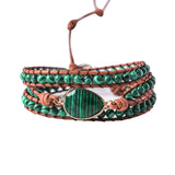 3X Leather Wrap Beaded Bracelet Natural Stone Bohemian Bracelet