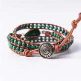3X Leather Wrap Beaded Bracelet Natural Stone Bohemian Bracelet