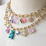 Colorful Horseshoe Chain Pendant Necklace Bear Dog Balloon 18k