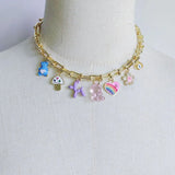 Colorful Horseshoe Chain Pendant Necklace Bear Dog Balloon 18k