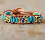 Bohemian Turquoises Wrap Bracelet Chain Weaving Statement Wristband