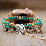 Boho Rhinestone Smart Watch Band 3X Wrap Rope Armband Bracelet