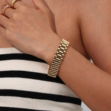 Stylish 15mm Width Glossy Watchband Bracelet Plated Silver