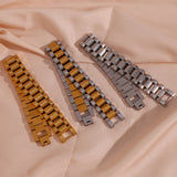 Stylish 15mm Width Glossy Watchband Bracelet Plated Silver