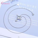Moon Star Pendant Necklace 925 Silver Needle