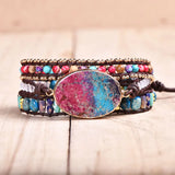 Natural Stone Crystal Mix Woven Multilayer Bracelet For Women