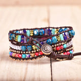 Natural Stone Crystal Mix Woven Multilayer Bracelet For Women