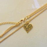 Labradorite Heart Pendant Necklace 2 Layers OL Jewelry