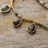 Labradorite Teardrop Pendant Necklace Gemstones Beaded Choker OL Jewelry