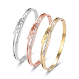 Crystal CZ Heart Shape Jewelry Set Shell Bangle Wedding Engagement Gift