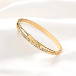 Crystal CZ Heart Shape Jewelry Set Shell Bangle Wedding Engagement Gift