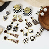 S925 Silver Needle Chess Drop Earrings