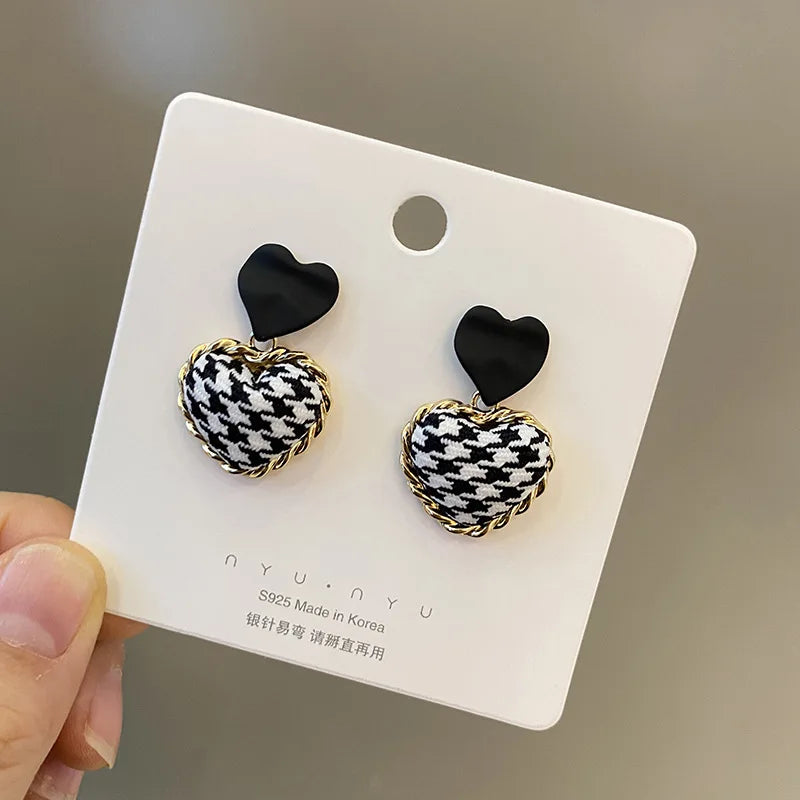 S925 Silver Needle Chess Drop Earrings