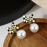 S925 Silver Needle Chess Drop Earrings
