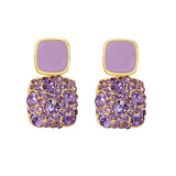 Purple Crystal Drop Earrings S925 Silver Needle Valentines Christmas Jewelry