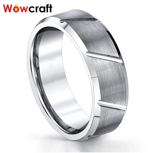 Tungsten Carbide Wedding Rings Beveled Edges Brushed Finish