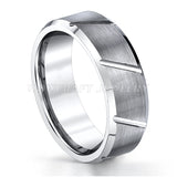 Tungsten Carbide Wedding Rings Beveled Edges Brushed Finish