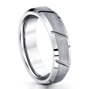 Tungsten Carbide Wedding Rings Beveled Edges Brushed Finish