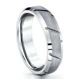 Tungsten Carbide Wedding Rings Beveled Edges Brushed Finish