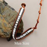 Women Wrap Bracelet Howlite Jaspers Stones Hematite Chain Woven Wrap Bracelet