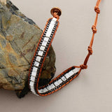 Women Wrap Bracelet Howlite Jaspers Stones Hematite Chain Woven Wrap Bracelet