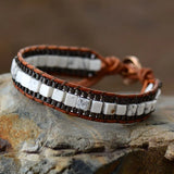 Women Wrap Bracelet Howlite Jaspers Stones Hematite Chain Woven Wrap Bracelet