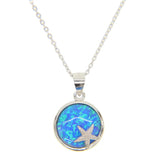 Beach Sea Star Necklace Pendant 925 Sterling Silver Opal Gem Jewelry