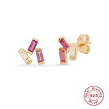 Rainbow Zircon Sterling Silver Stud Earrings