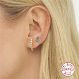 Rainbow Zircon Sterling Silver Stud Earrings