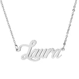 Laura Nameplate Necklace Stainless Steel Jewelry Chain Pendant Mothers Gift