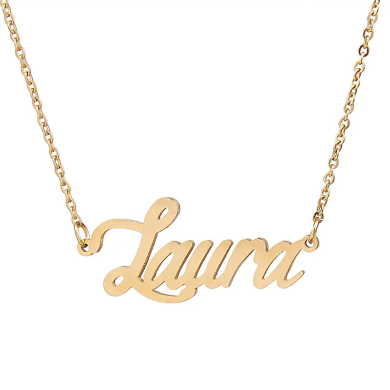 Laura Nameplate Necklace Stainless Steel Jewelry Chain Pendant Mothers Gift