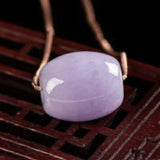 Lavender Purple Clavicle Chain Jade Gemstone Pendant Bead Necklace